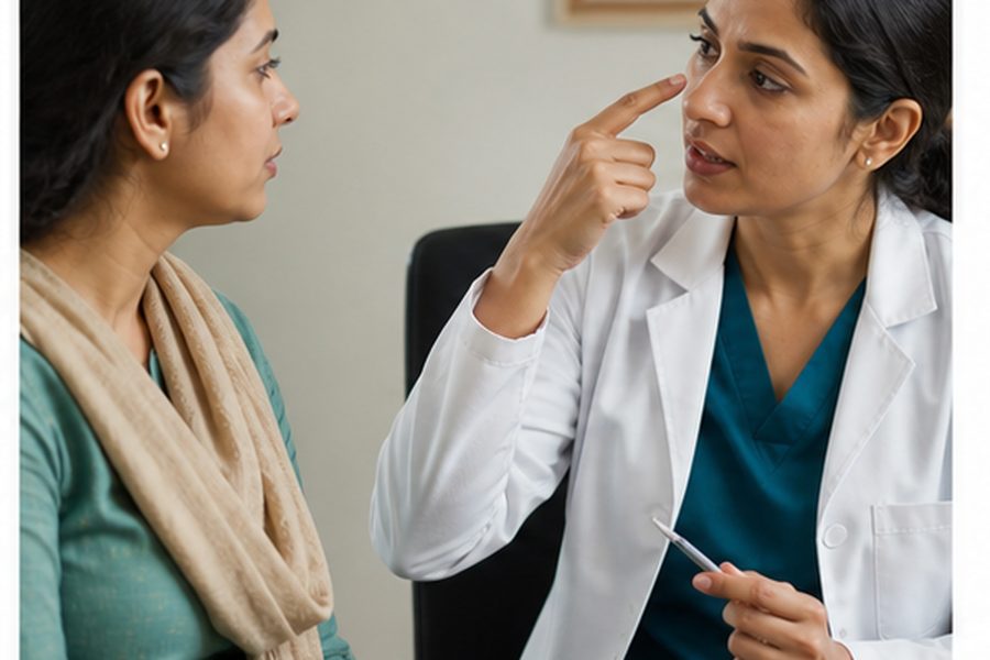 Clinician discussing evaluation for sinus infection versus common cold