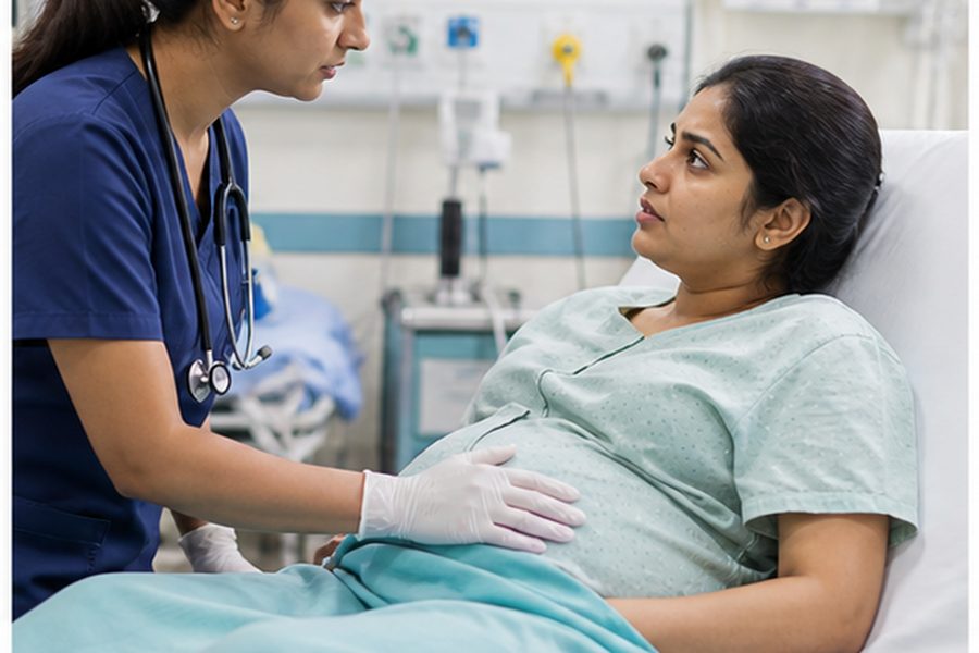 Urgent but calm maternity assessment in a clinical setting
